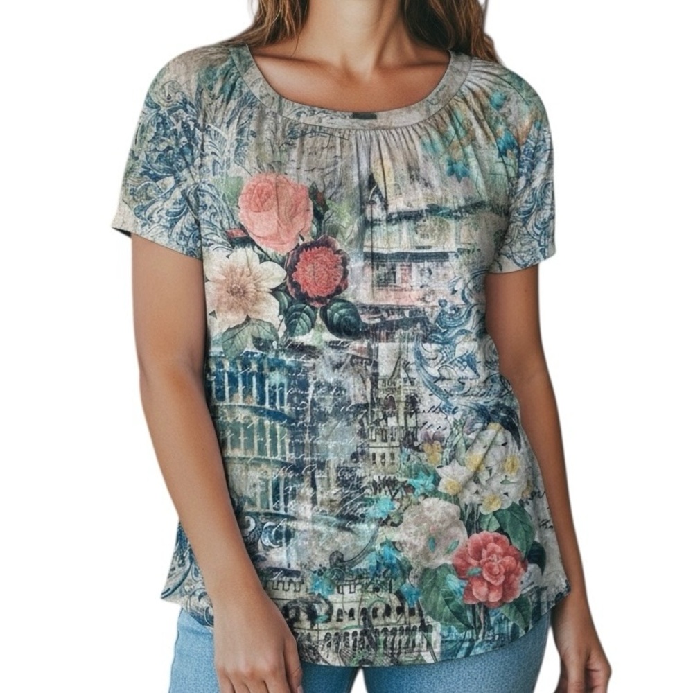 Jessica Max Woman’s Artistic Floral Blouse Size XL